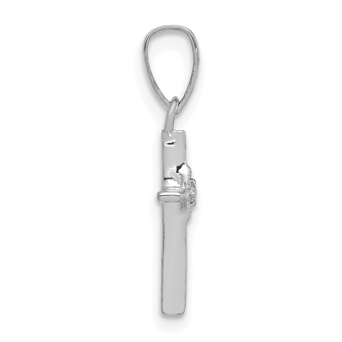 14k White Gold Small .01 carat Diamond Cross Pendant