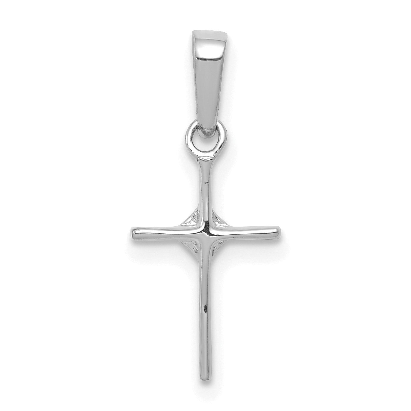 14k White Gold Small .01 carat Diamond Cross Pendant
