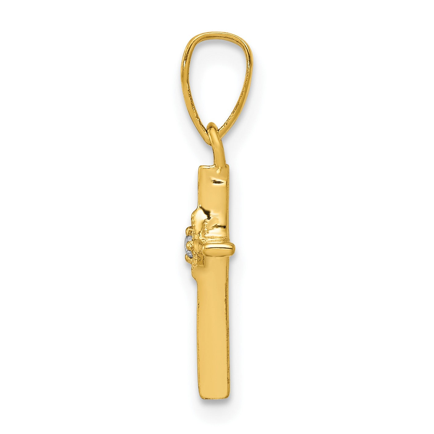 14k Small .01 carat Diamond Cross Pendant