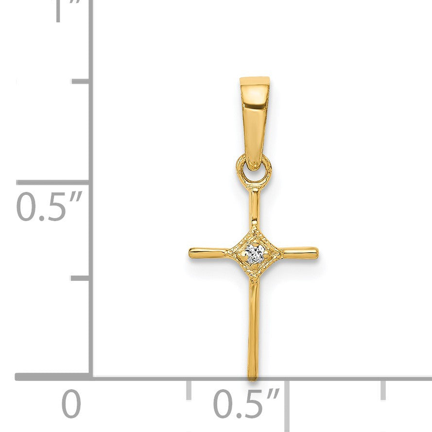 14k Small .01 carat Diamond Cross Pendant