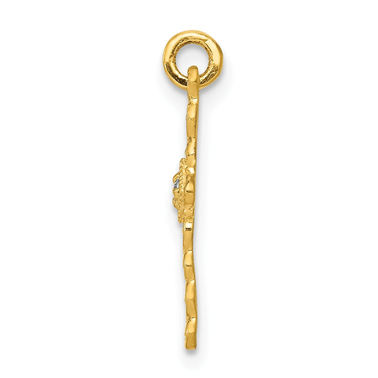 14k Small .01 carat Diamond Cross Charm