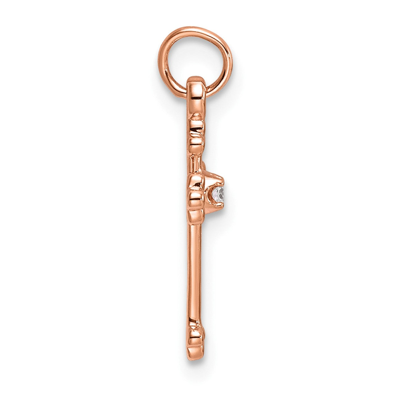 14k Rose Gold Small Diamond Budded Cross Pendant