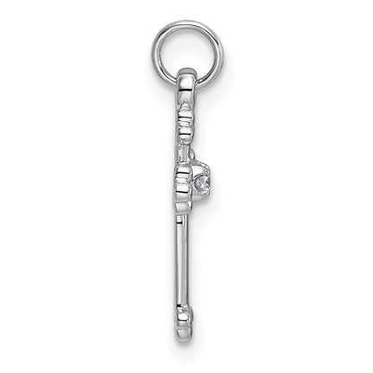 14k White Gold Small Diamond Budded Cross Pendant