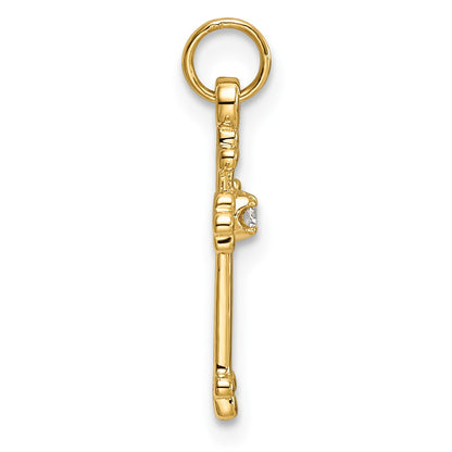 14k Small Diamond Budded Cross Pendant