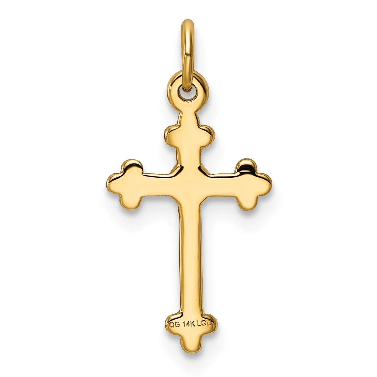 14k Small Diamond Budded Cross Pendant