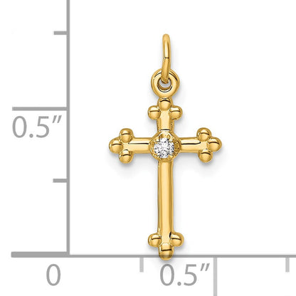 14k Small Diamond Budded Cross Pendant