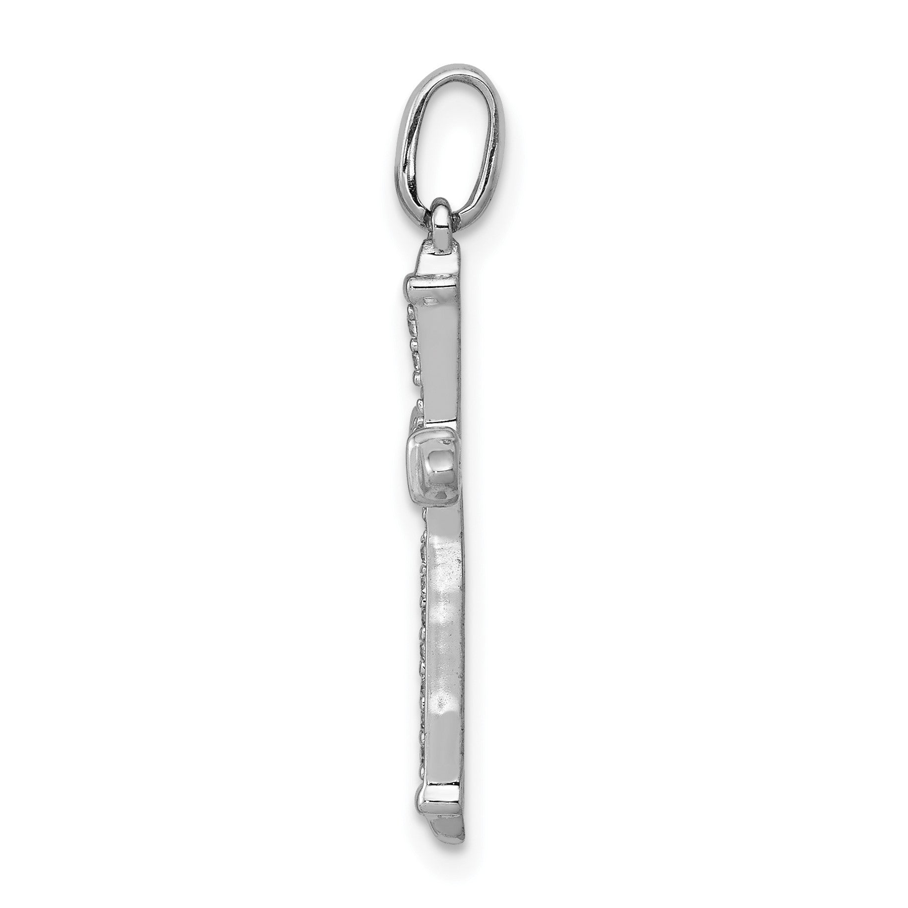 14k White Gold 1/10 carat Diamond Cross Pendant