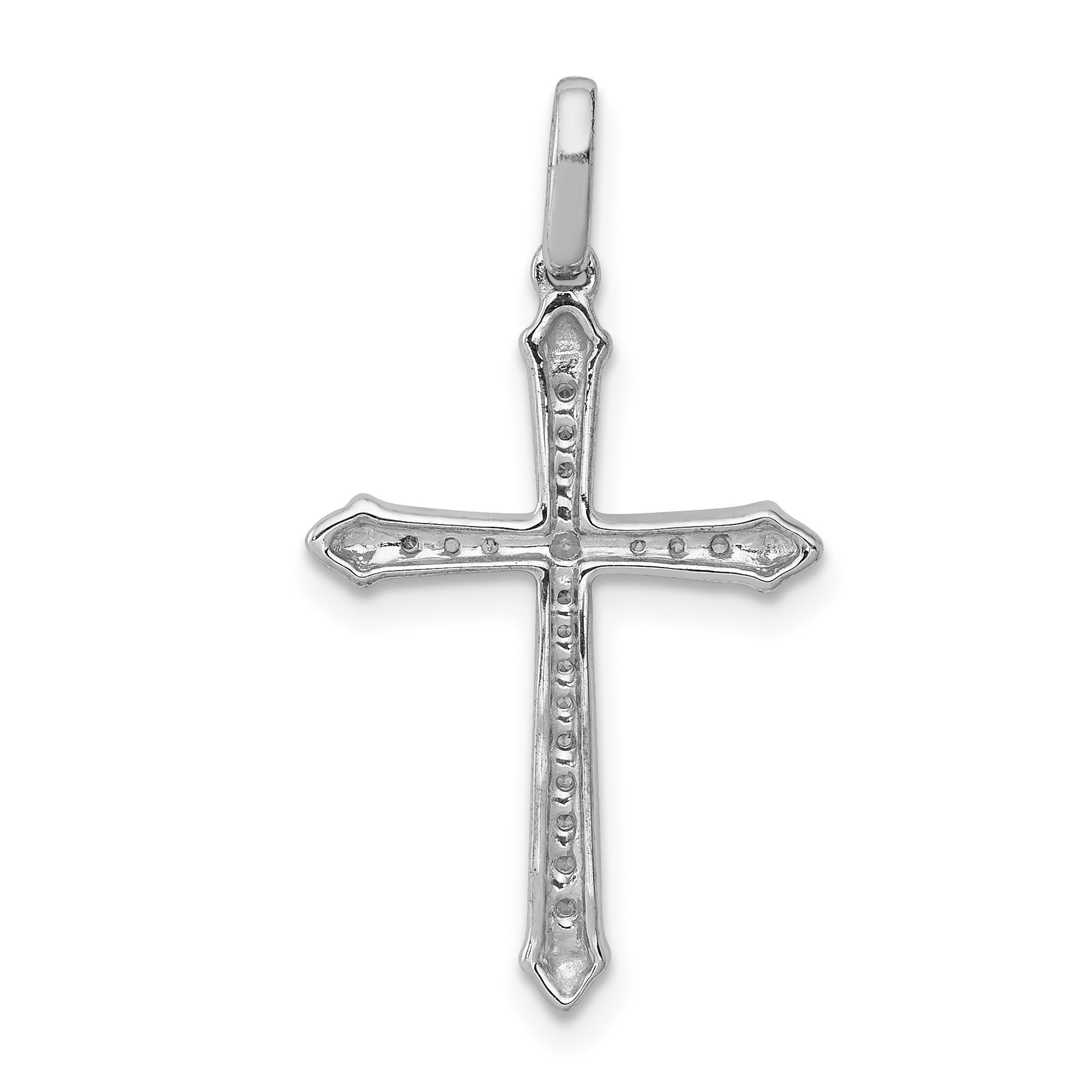 14k White Gold 1/10 carat Diamond Cross Pendant