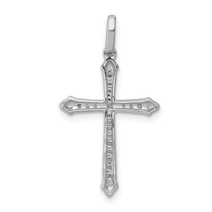 14k White Gold 1/10 carat Diamond Cross Pendant