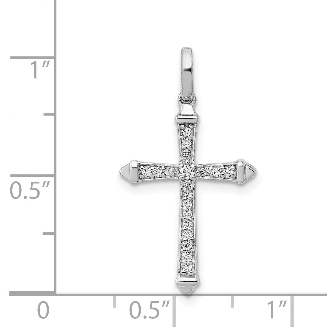 14k White Gold 1/10 carat Diamond Cross Pendant