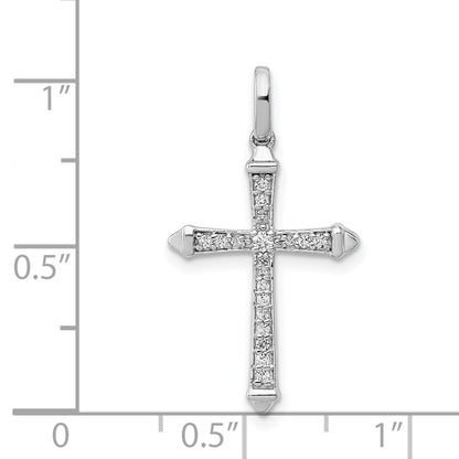 14k White Gold 1/10 carat Diamond Cross Pendant