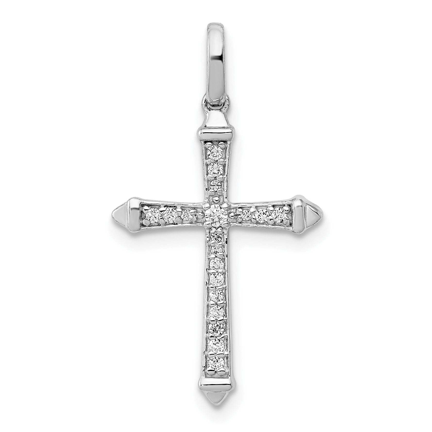 14k White Gold 1/10 carat Diamond Cross Pendant