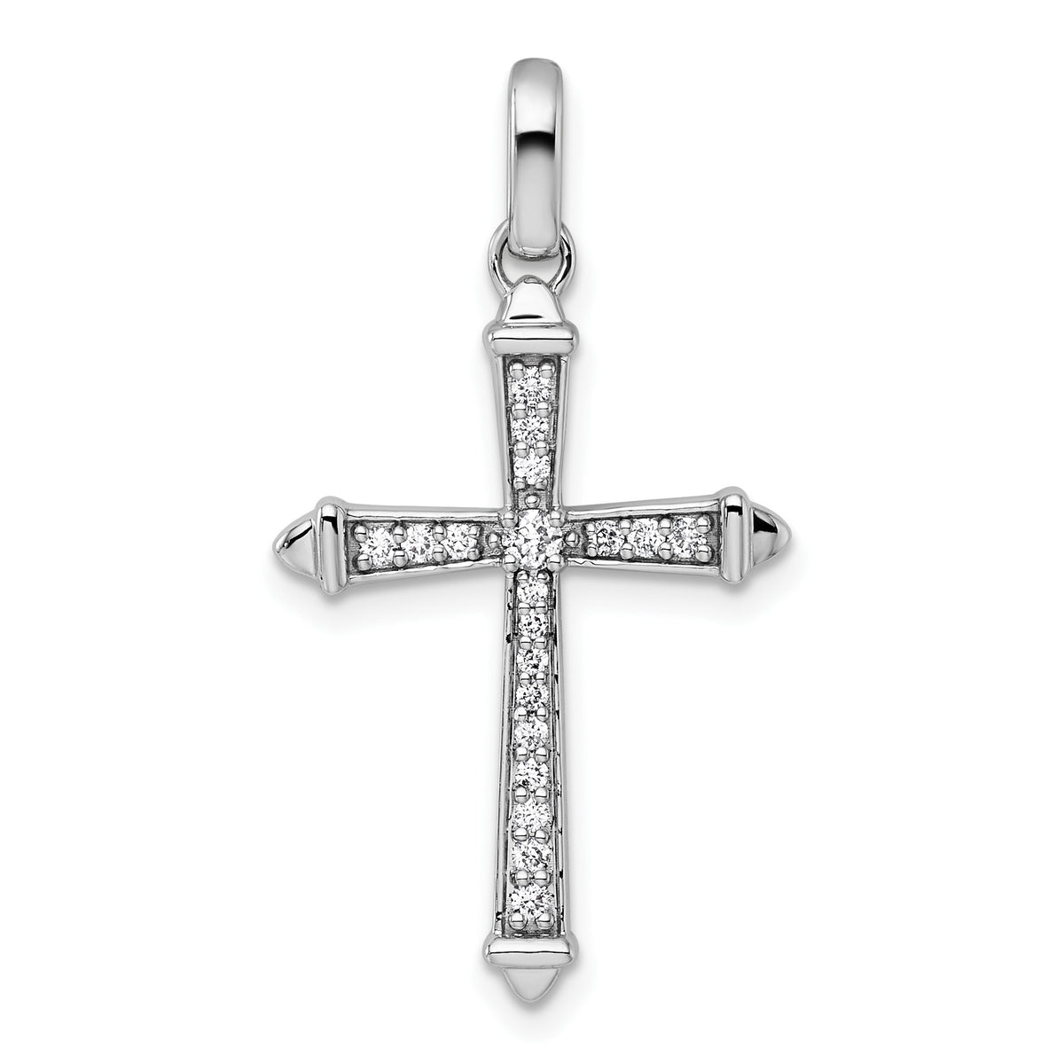 14k White Gold 1/5 carat Diamond Cross Pendant
