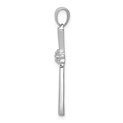 14k White Gold 1/20 carat Diamond Cross Pendant