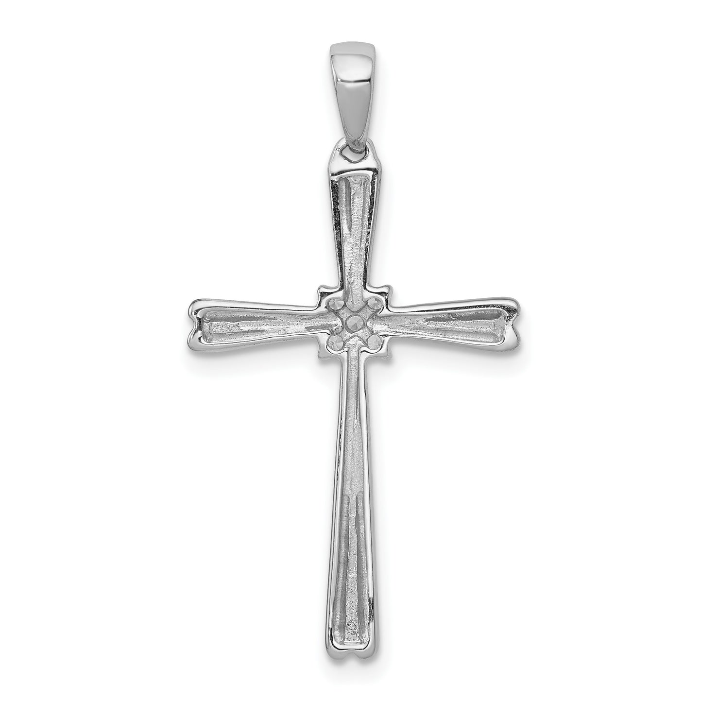 14k White Gold 1/20 carat Diamond Cross Pendant