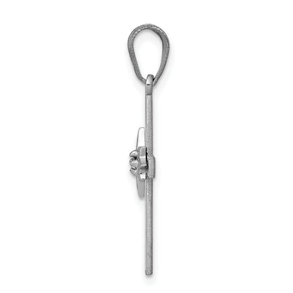 14k White Gold Diamond Star Cross Pendant