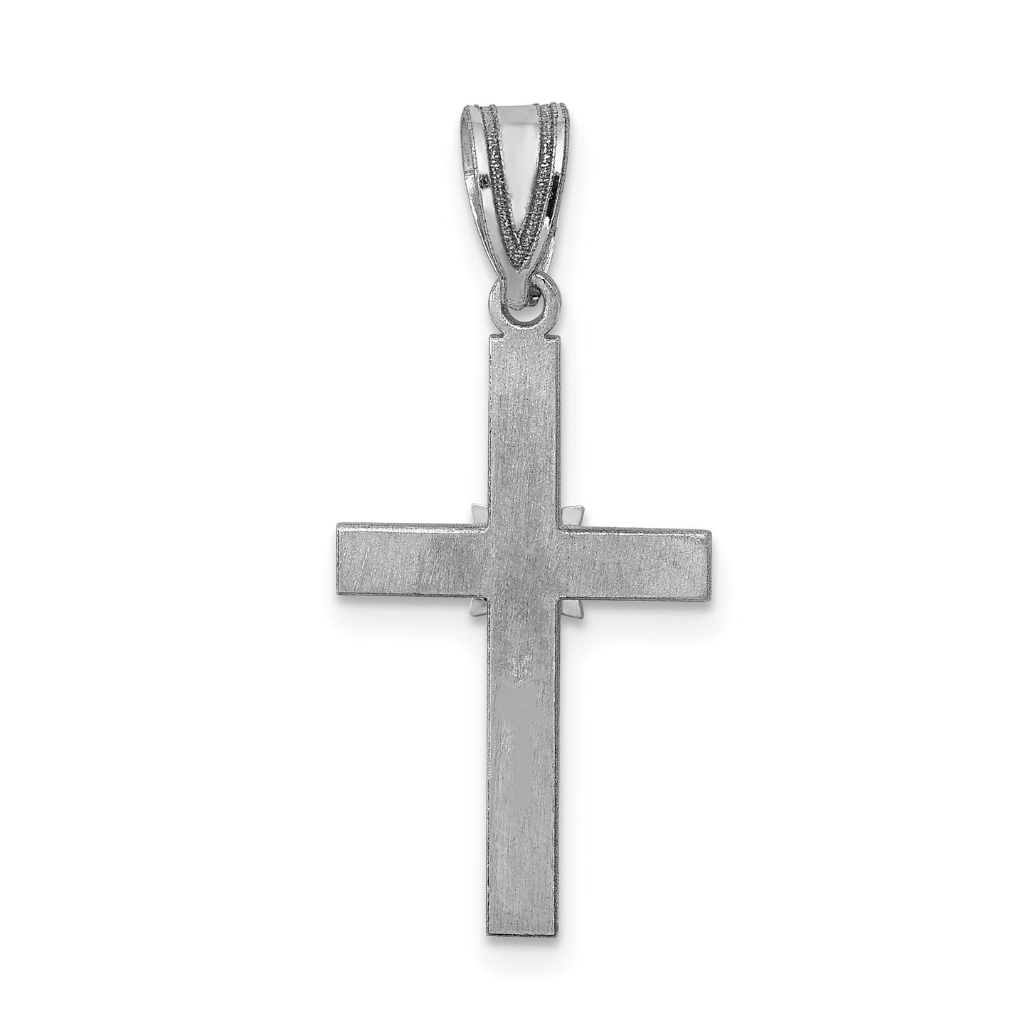 14k White Gold Diamond Star Cross Pendant
