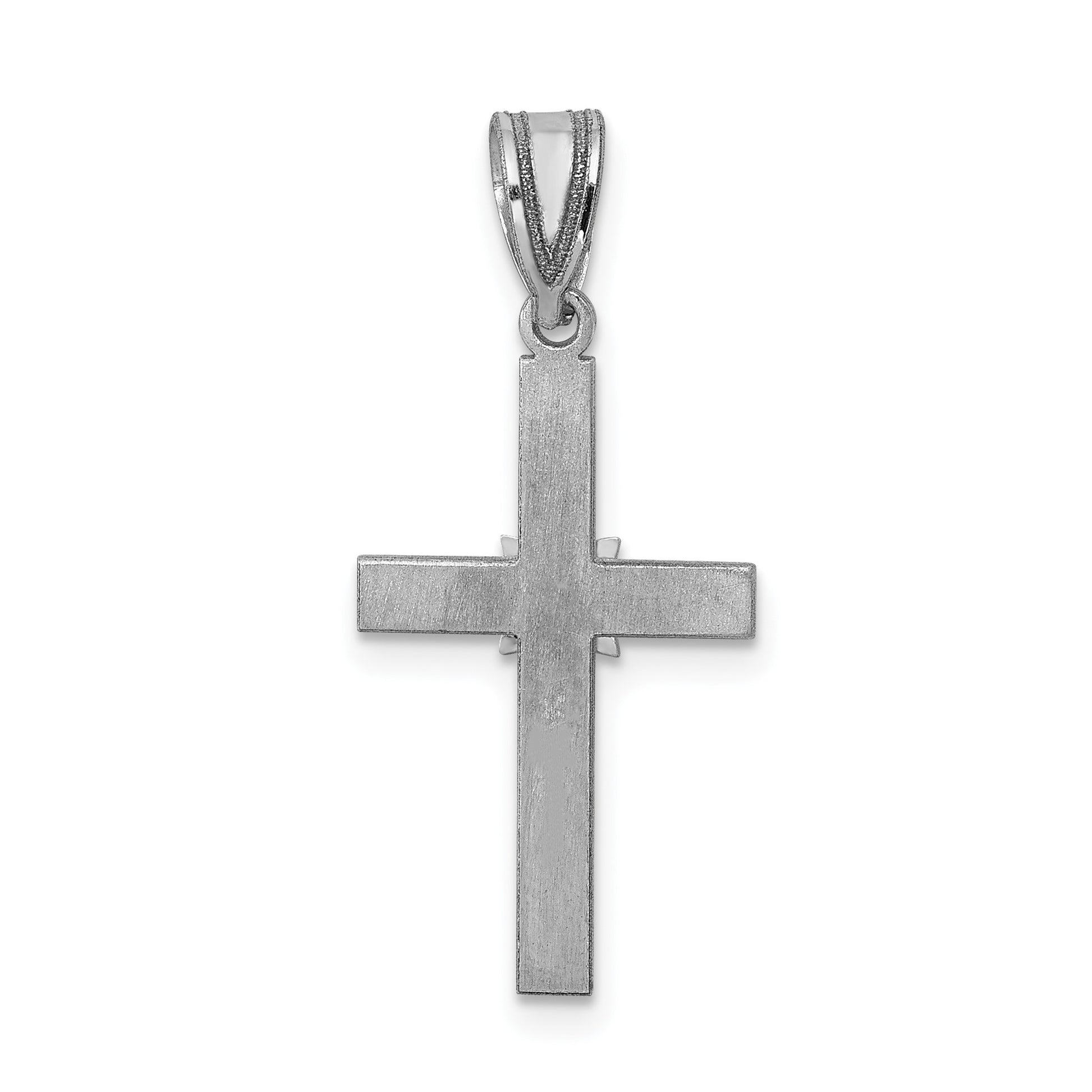 14k White Gold Diamond Star Cross Pendant