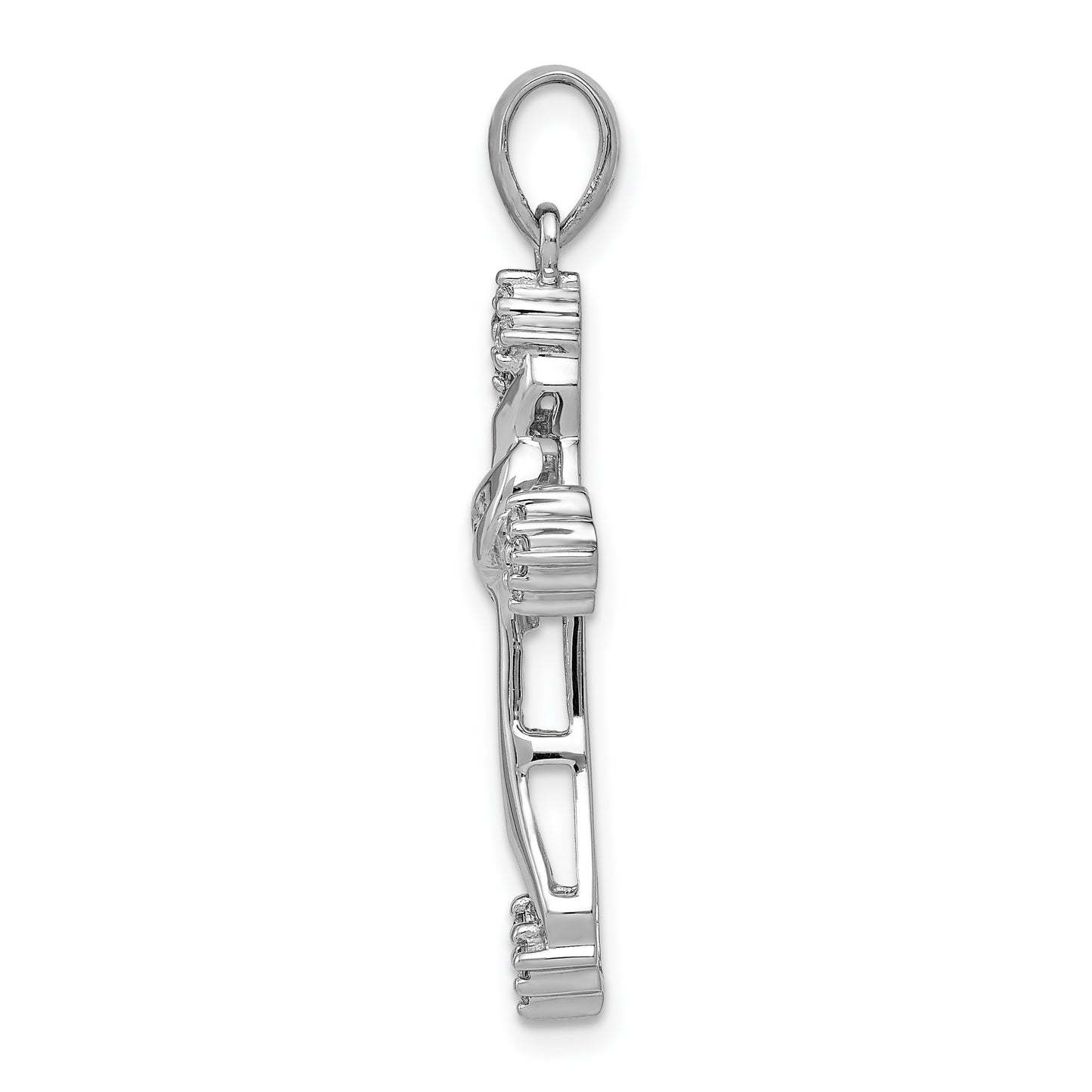 14k White Gold 1/5 carat Diamond Cross Pendant