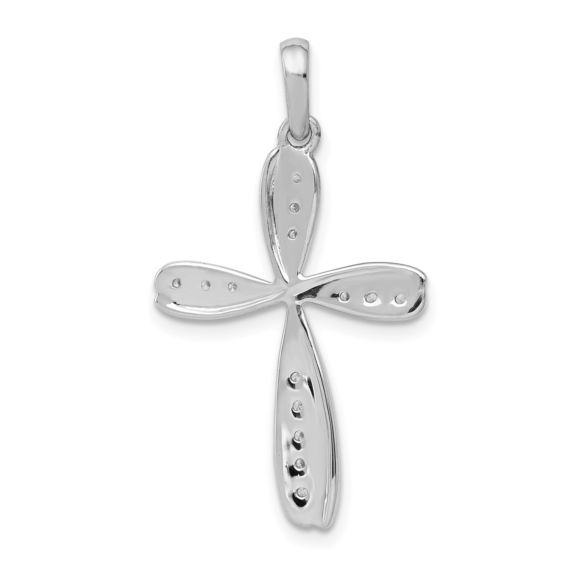 14k White Gold 1/15 carat Diamond Cross Pendant