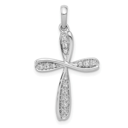 14k White Gold 1/15 carat Diamond Cross Pendant