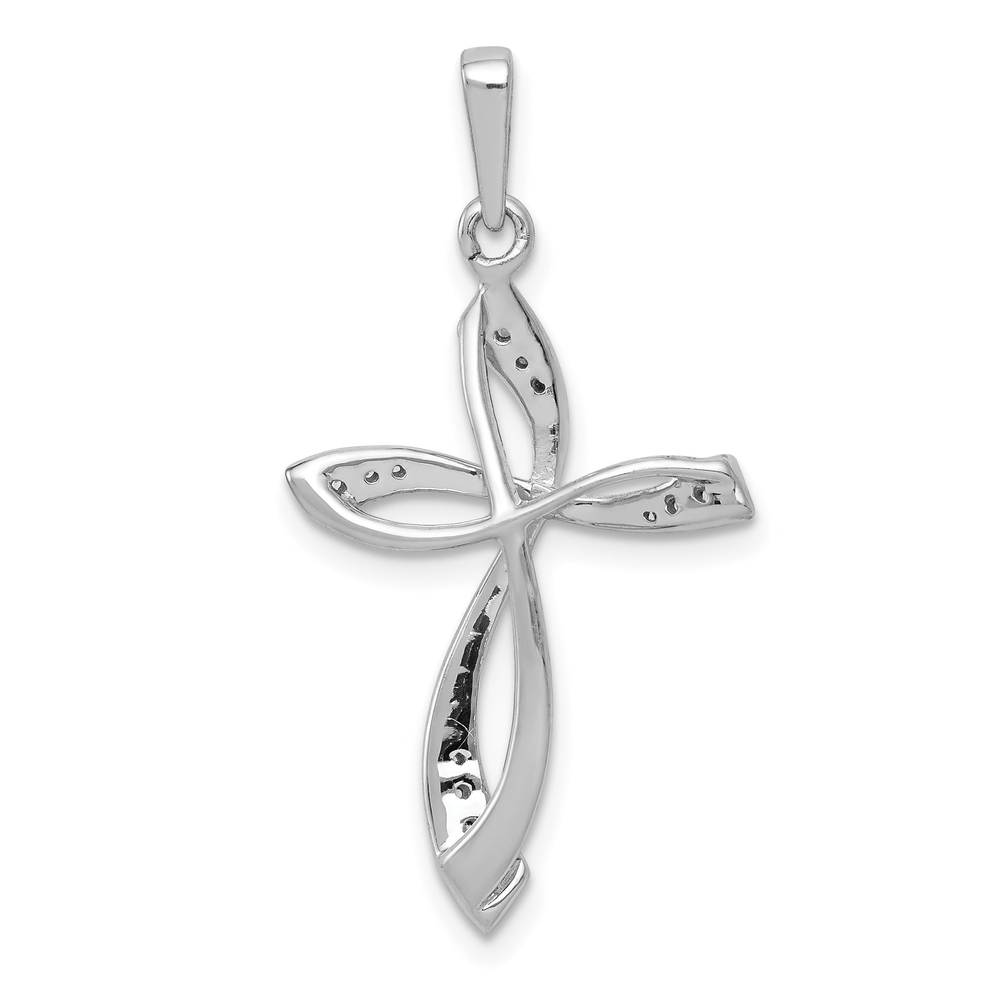 14k White Gold 1/10 carat Diamond Cross Pendant