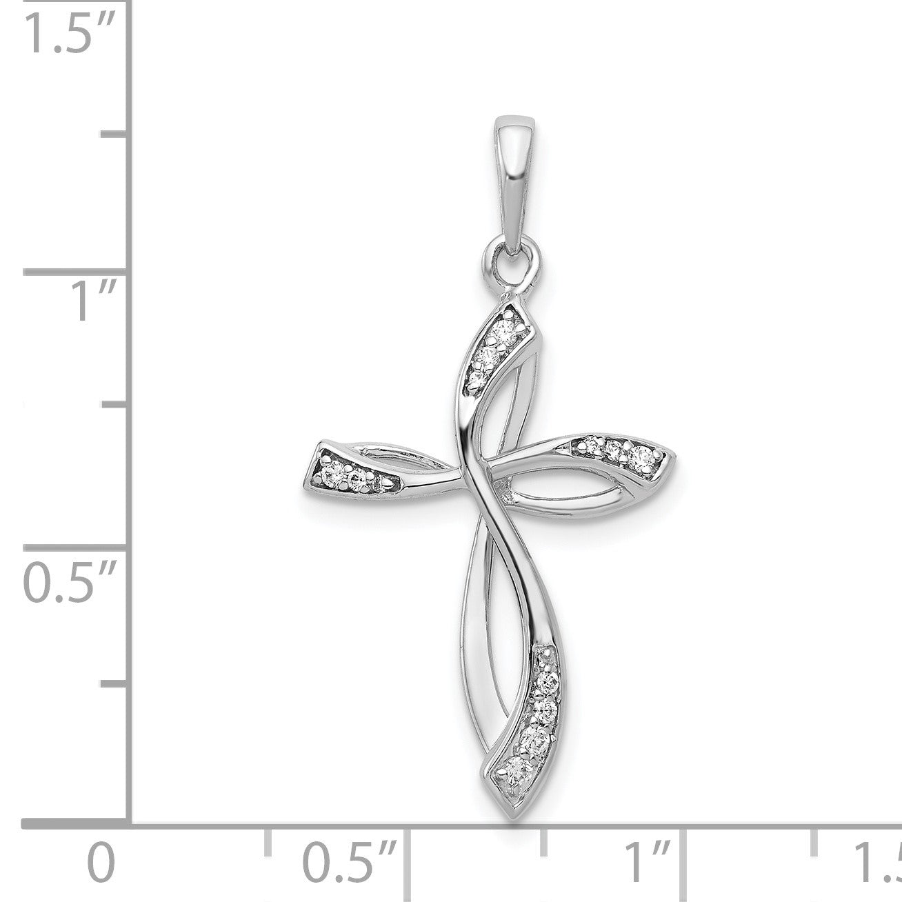 14k White Gold 1/10 carat Diamond Cross Pendant