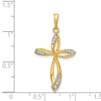 14k 1/10 carat Diamond Cross Pendant