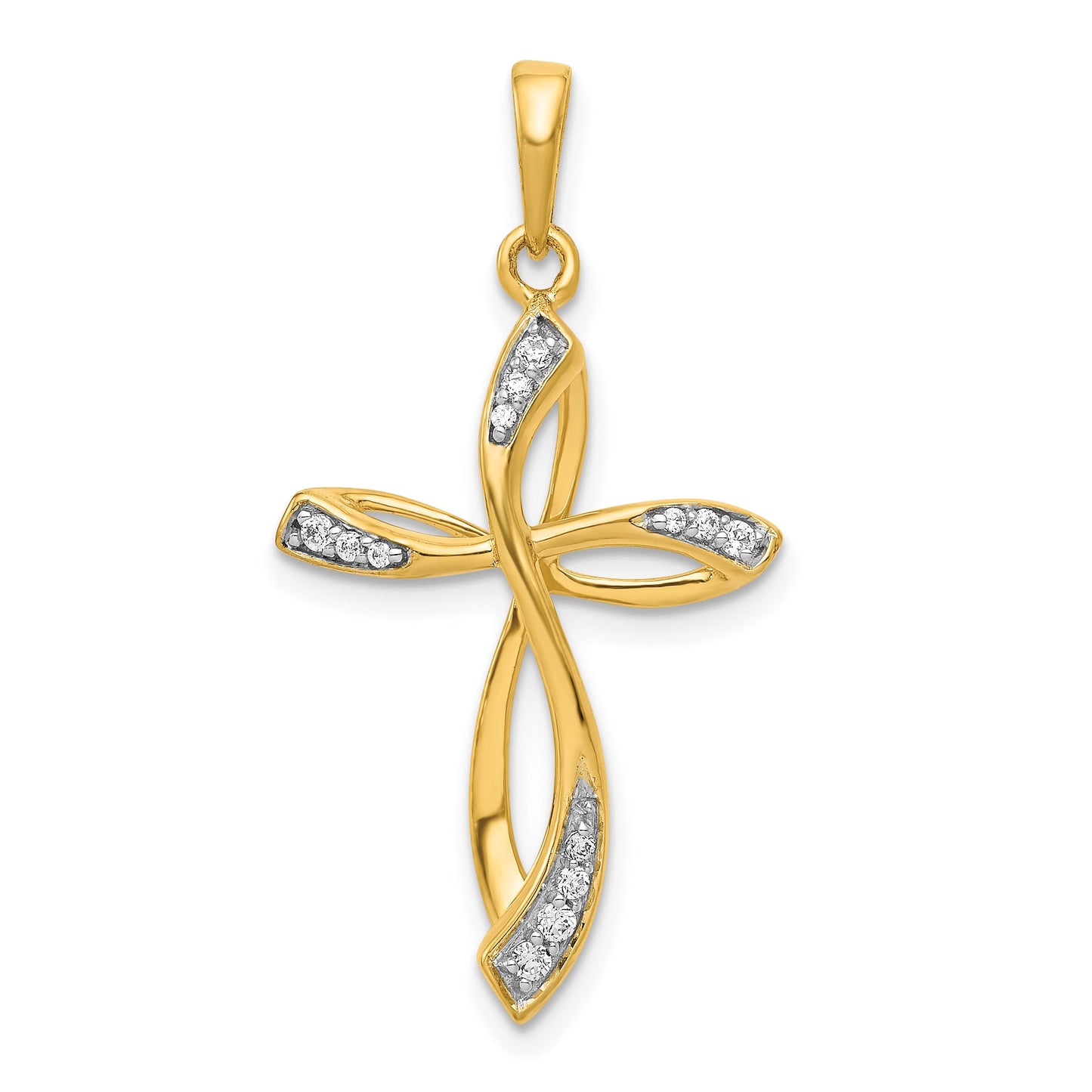 14k 1/10 carat Diamond Cross Pendant
