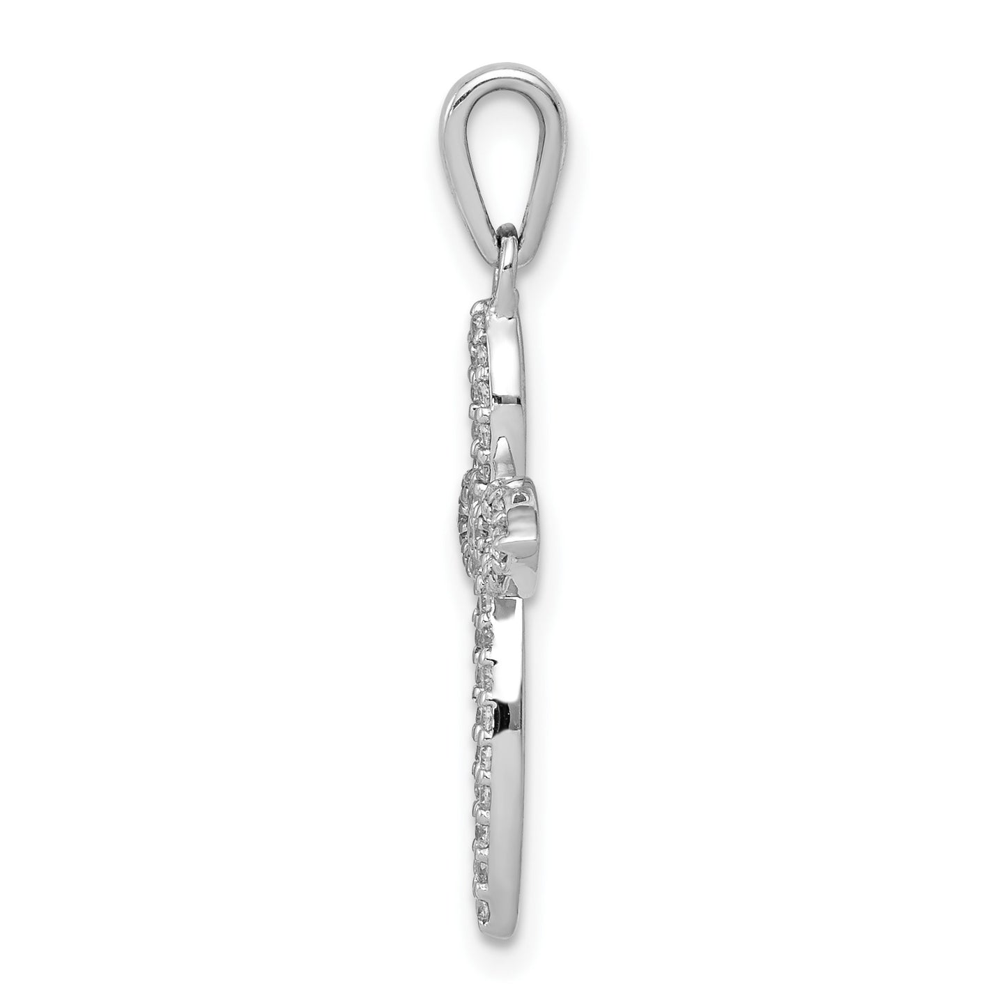 14k White Gold 1/5 carat Diamond Cross Pendant