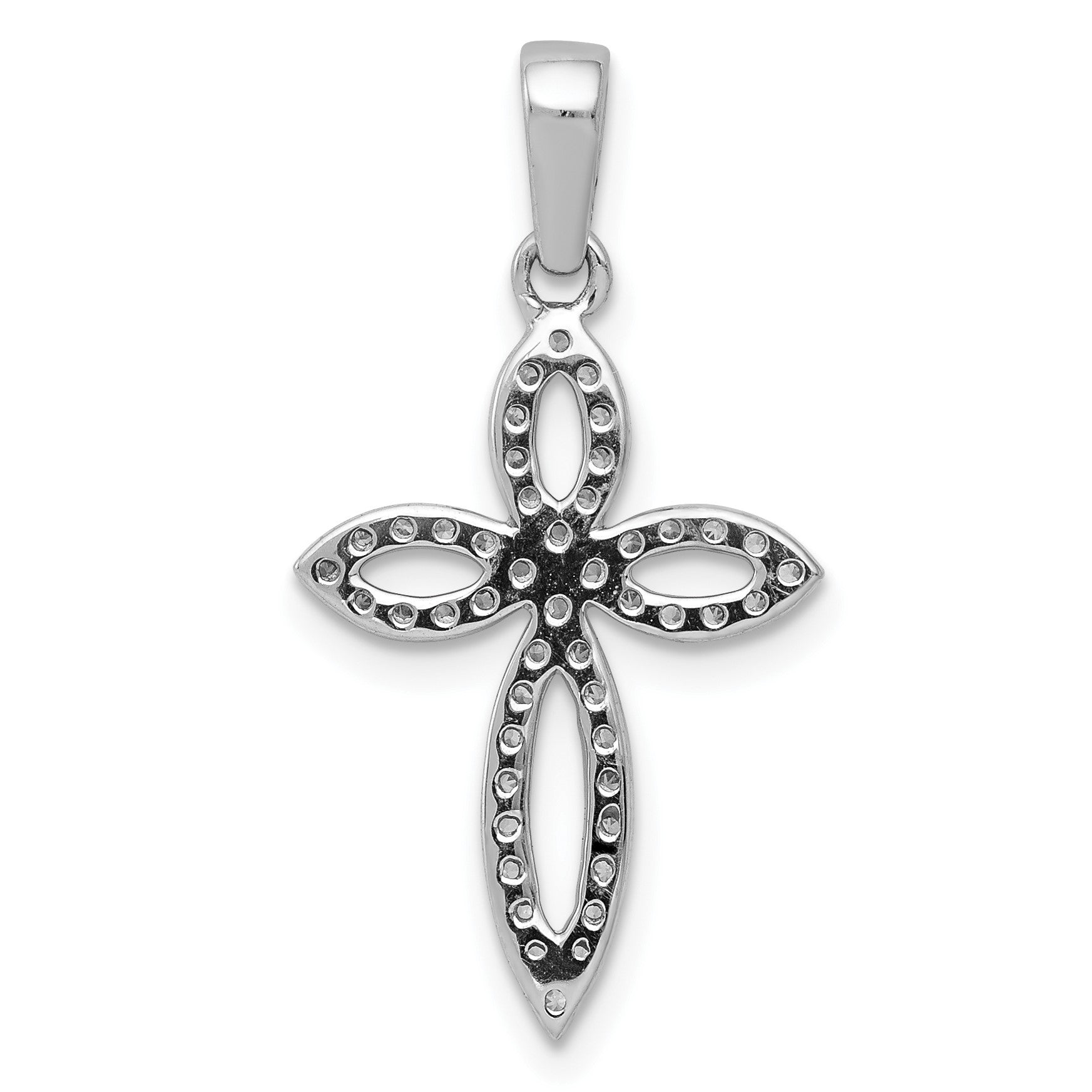 14k White Gold 1/5 carat Diamond Cross Pendant