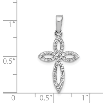 14k White Gold 1/5 carat Diamond Cross Pendant