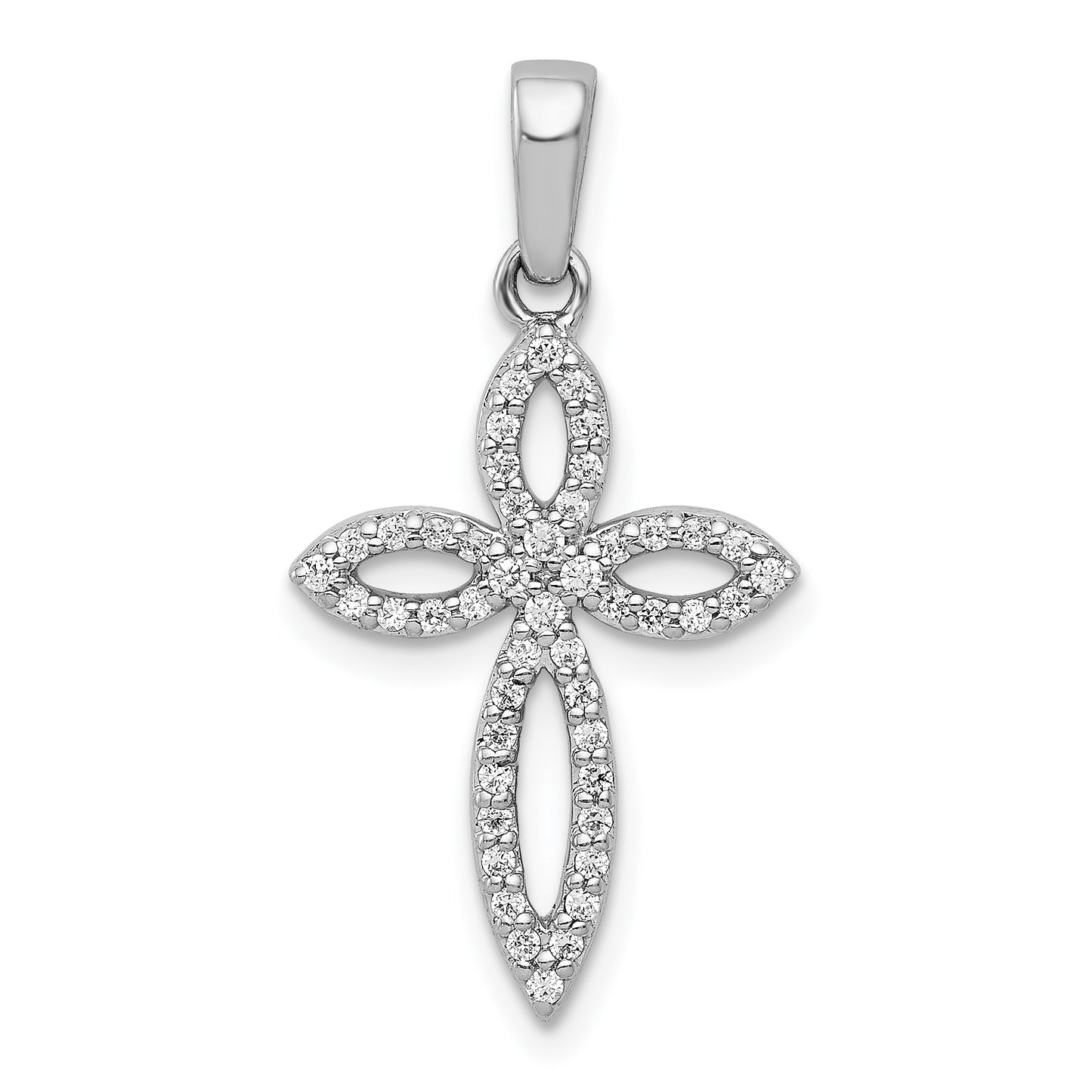 14k White Gold 1/5 carat Diamond Cross Pendant