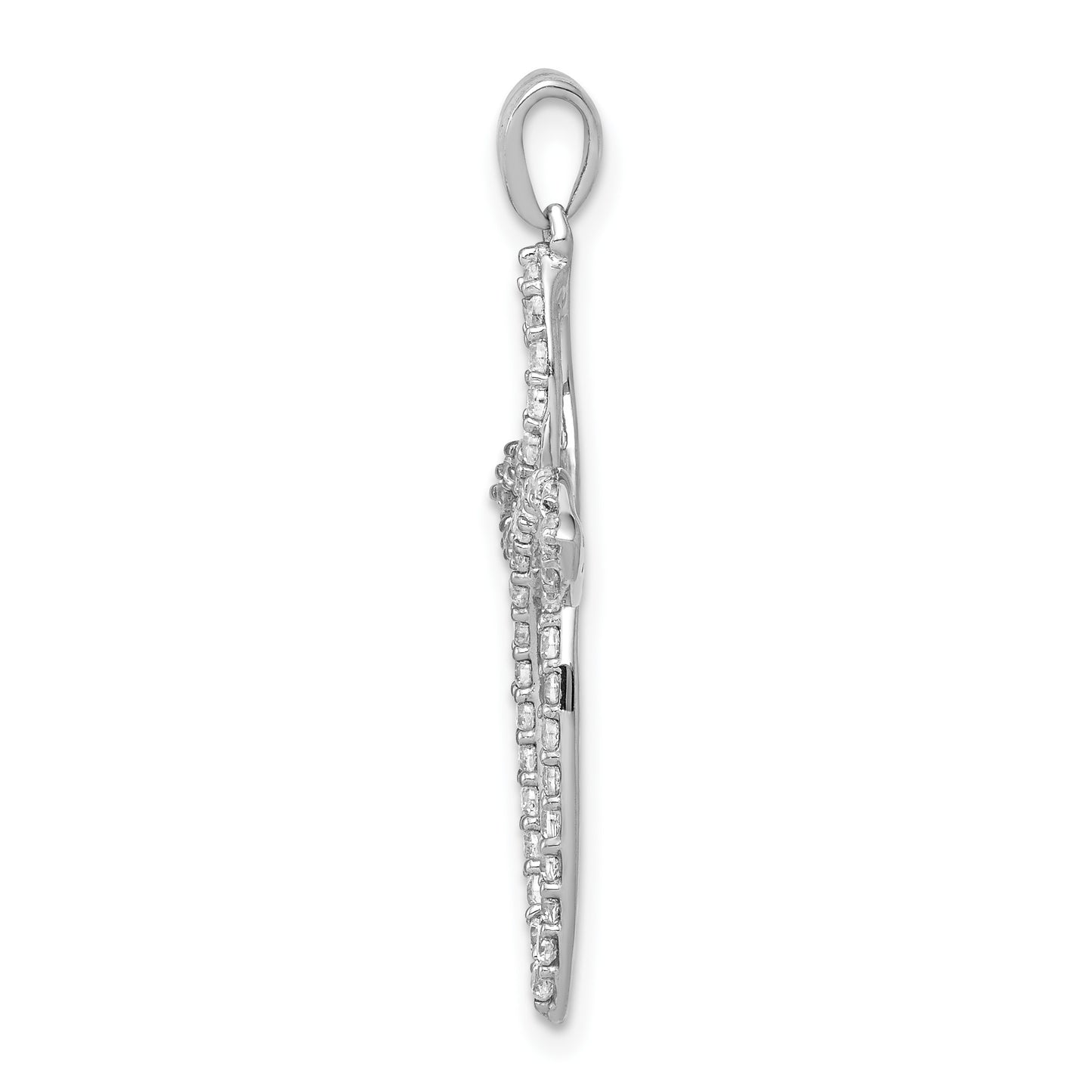 14k White Gold 1/2 carat Diamond Cross Pendant