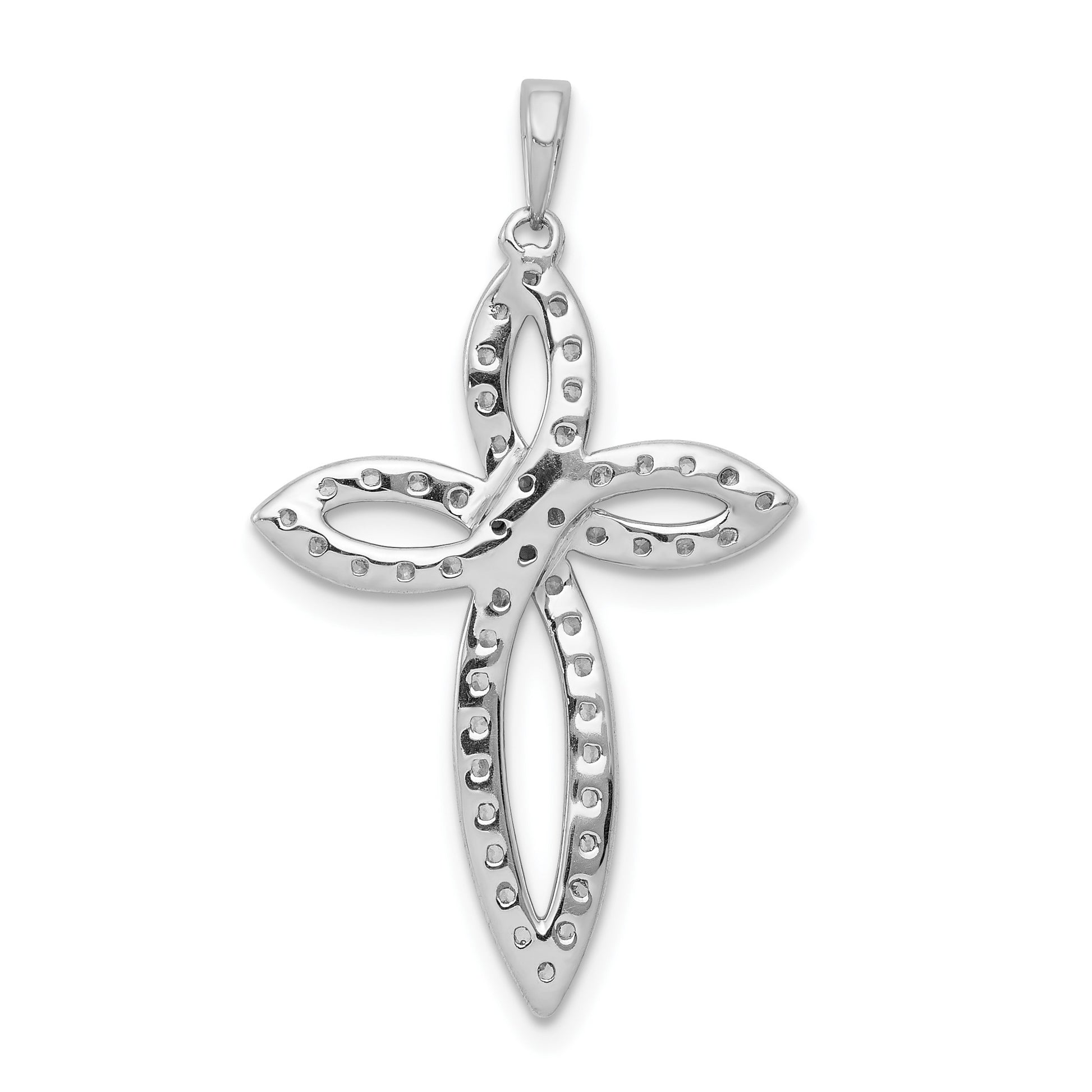 14k White Gold 1/2 carat Diamond Cross Pendant