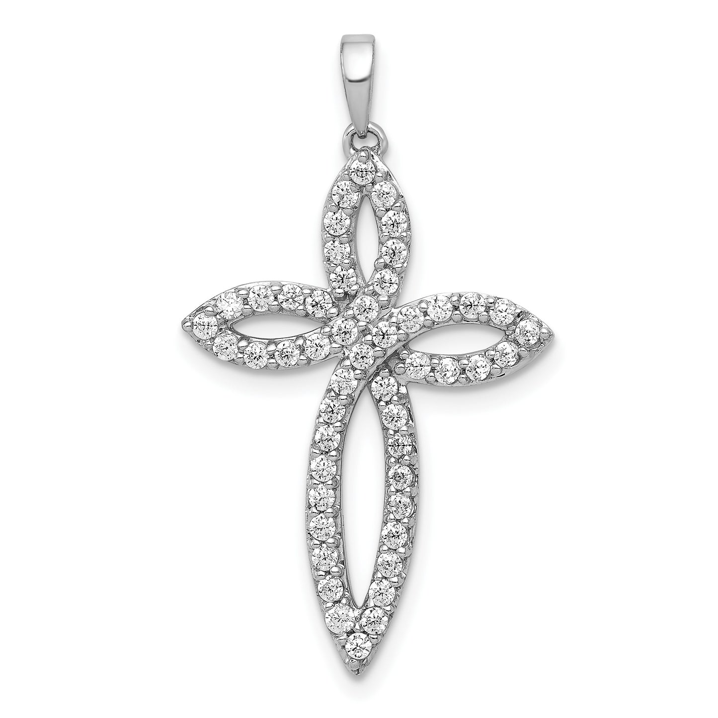 14k White Gold 1/2 carat Diamond Cross Pendant