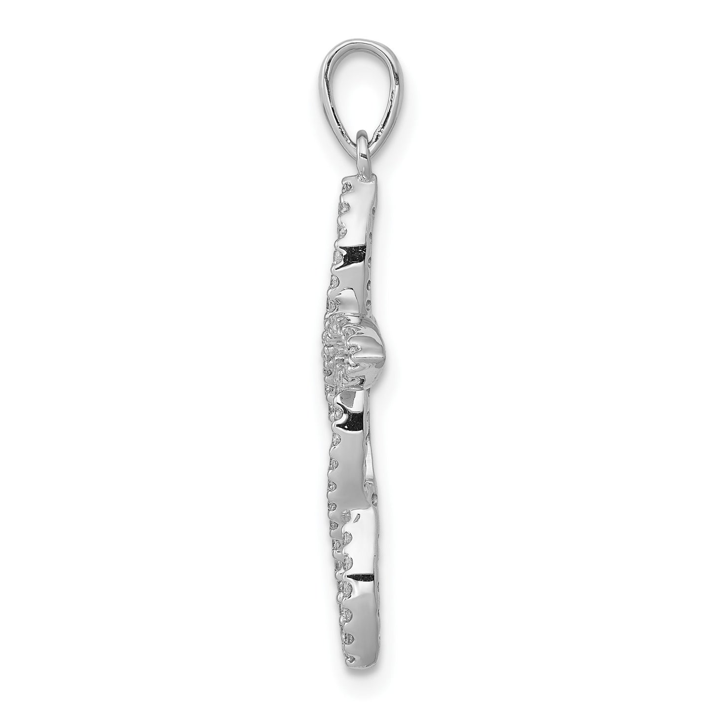 14k White Gold 1/4 carat Diamond Cross Pendant