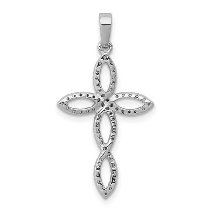 14k White Gold 1/4 carat Diamond Cross Pendant