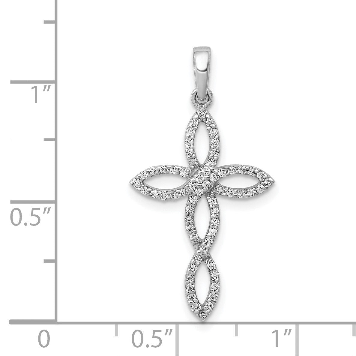 14k White Gold 1/4 carat Diamond Cross Pendant