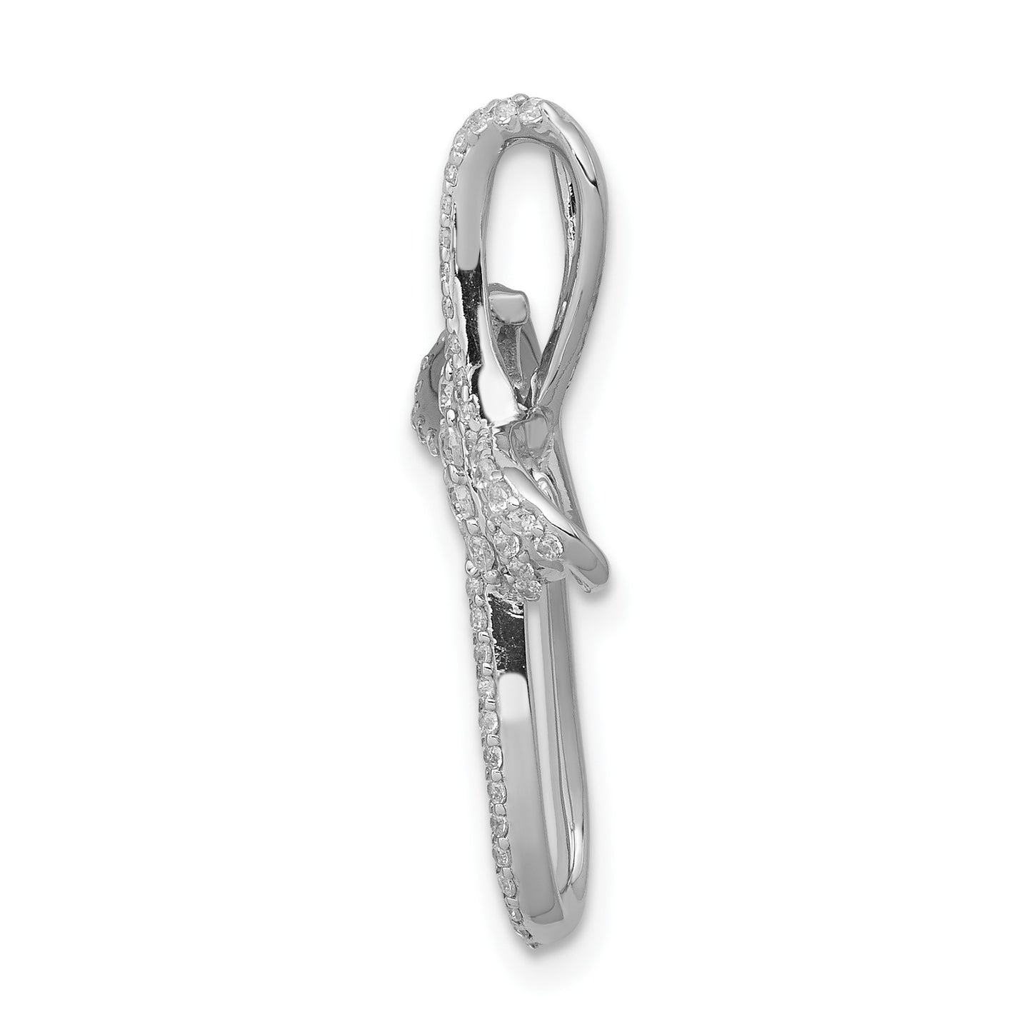 14k White Gold 1/3 carat Diamond Cross Omega Slide