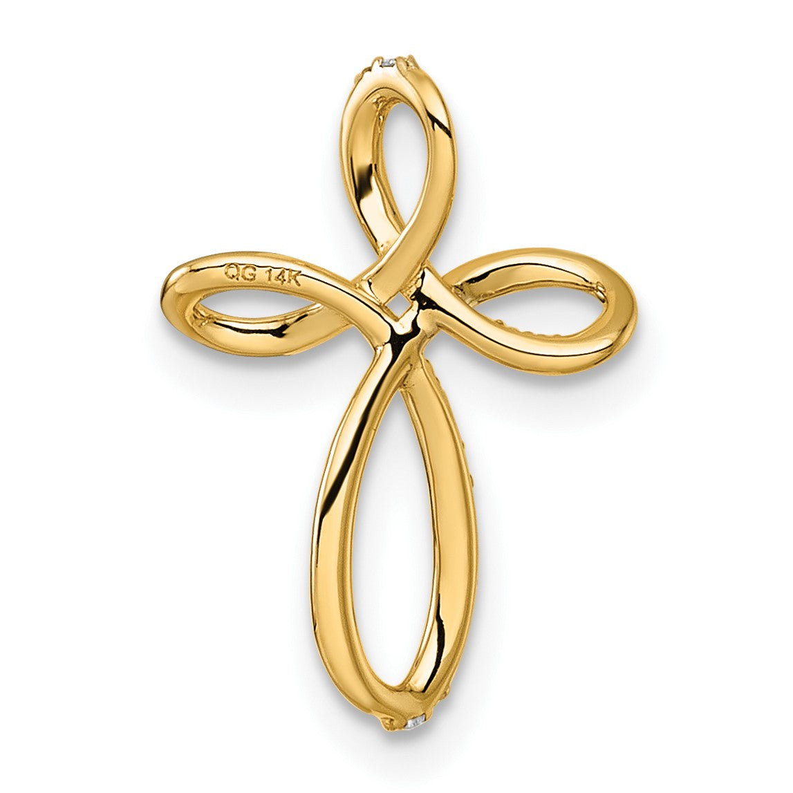 14k 1/10 carat Diamond Cross Chain Slide