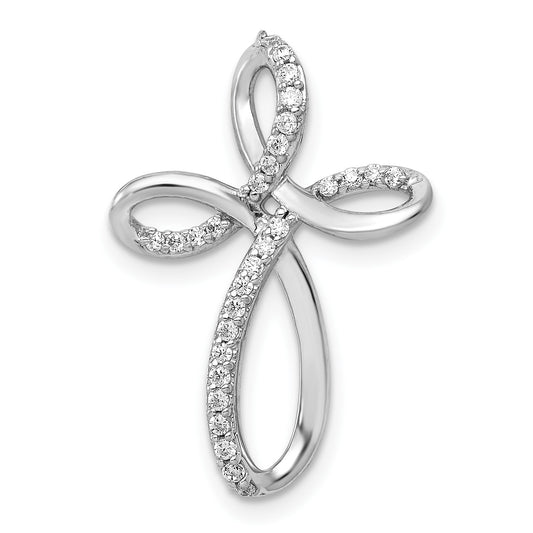 14k White Gold 1/6 carat Diamond Cross Omega Slide