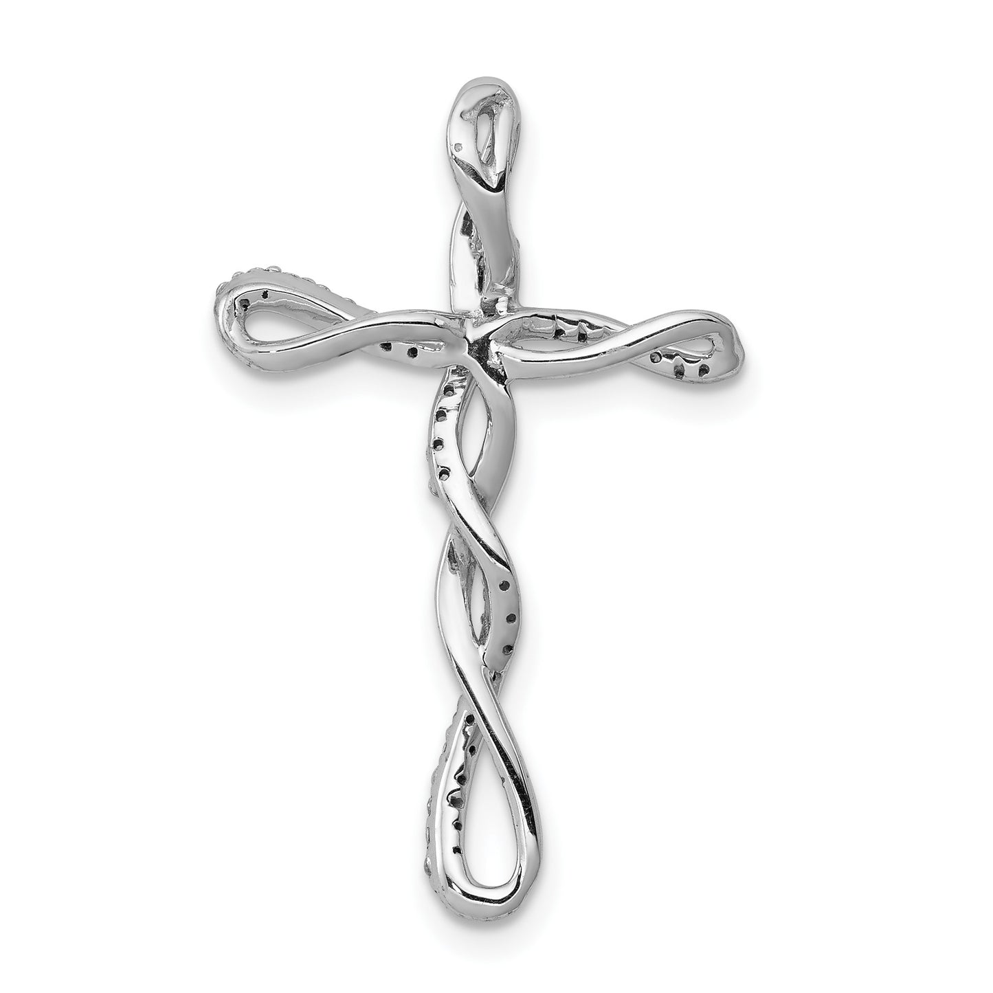 14k White Gold 1/6 carat Diamond Twisted Cross Chain Slide