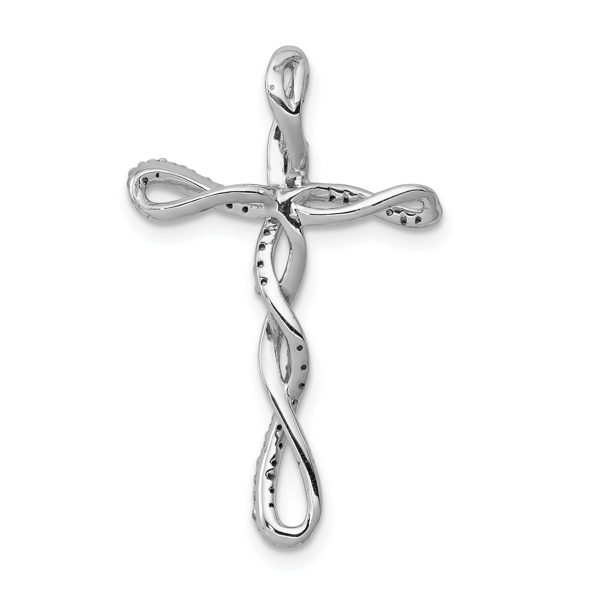 14k White Gold 1/6 carat Diamond Twisted Cross Chain Slide