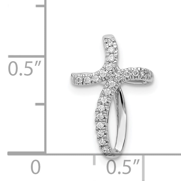 14k White Gold 1/15 carat Diamond Cross Omega Slide