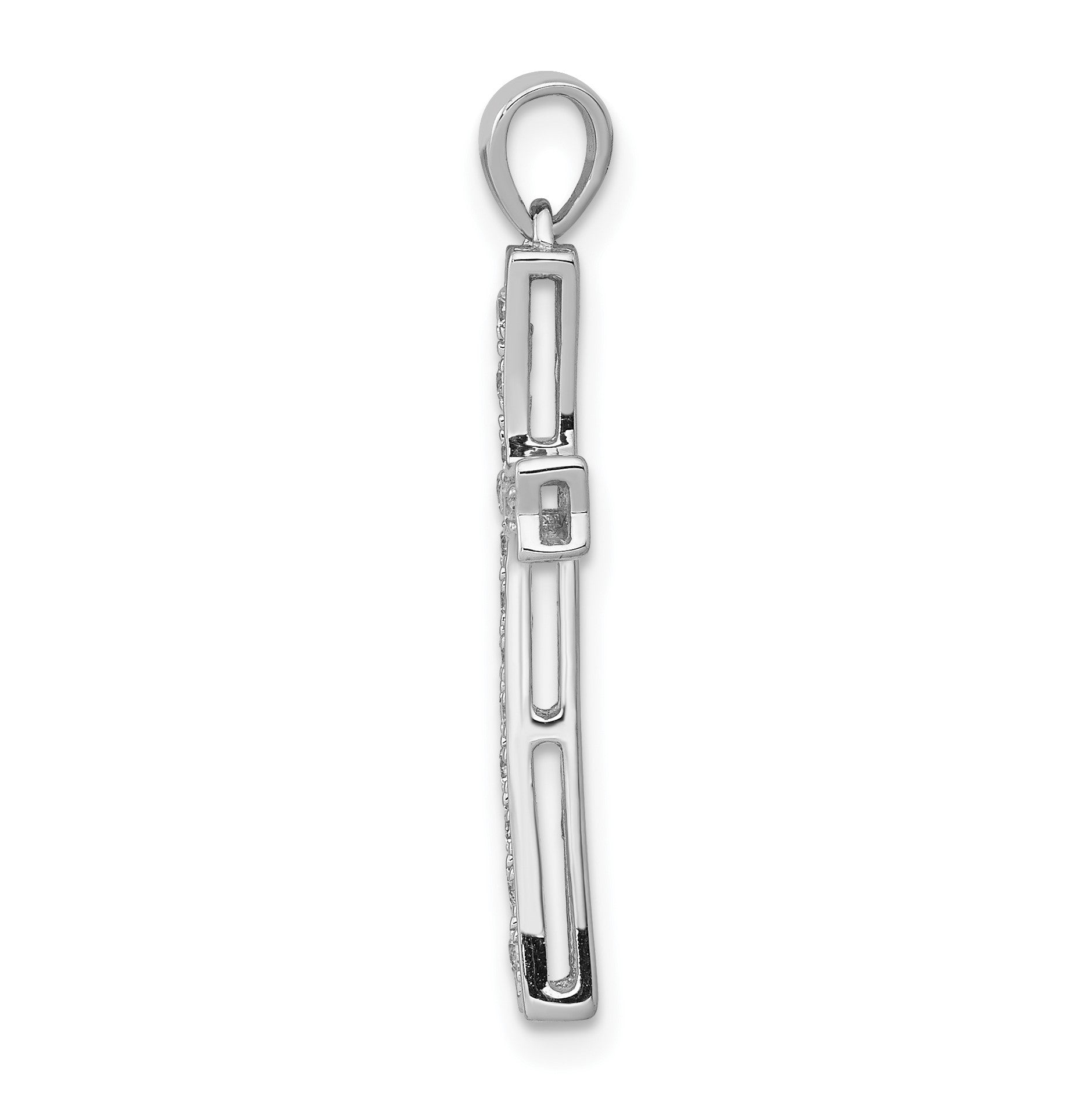 14k White Gold 1/5 carat Diamond Cross Pendant