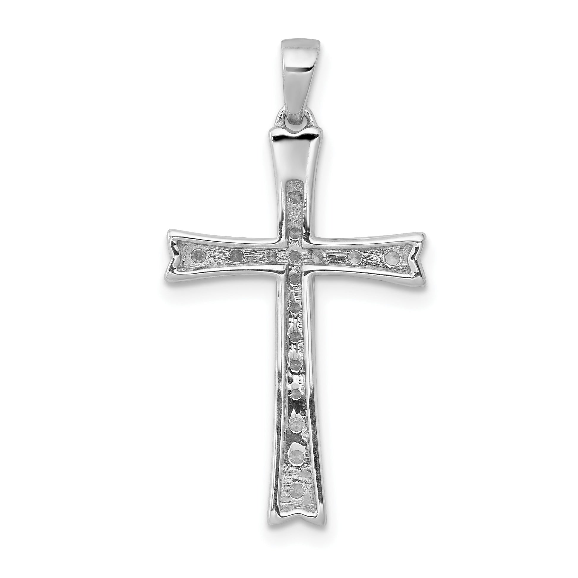 14k White Gold 1/5 carat Diamond Cross Pendant
