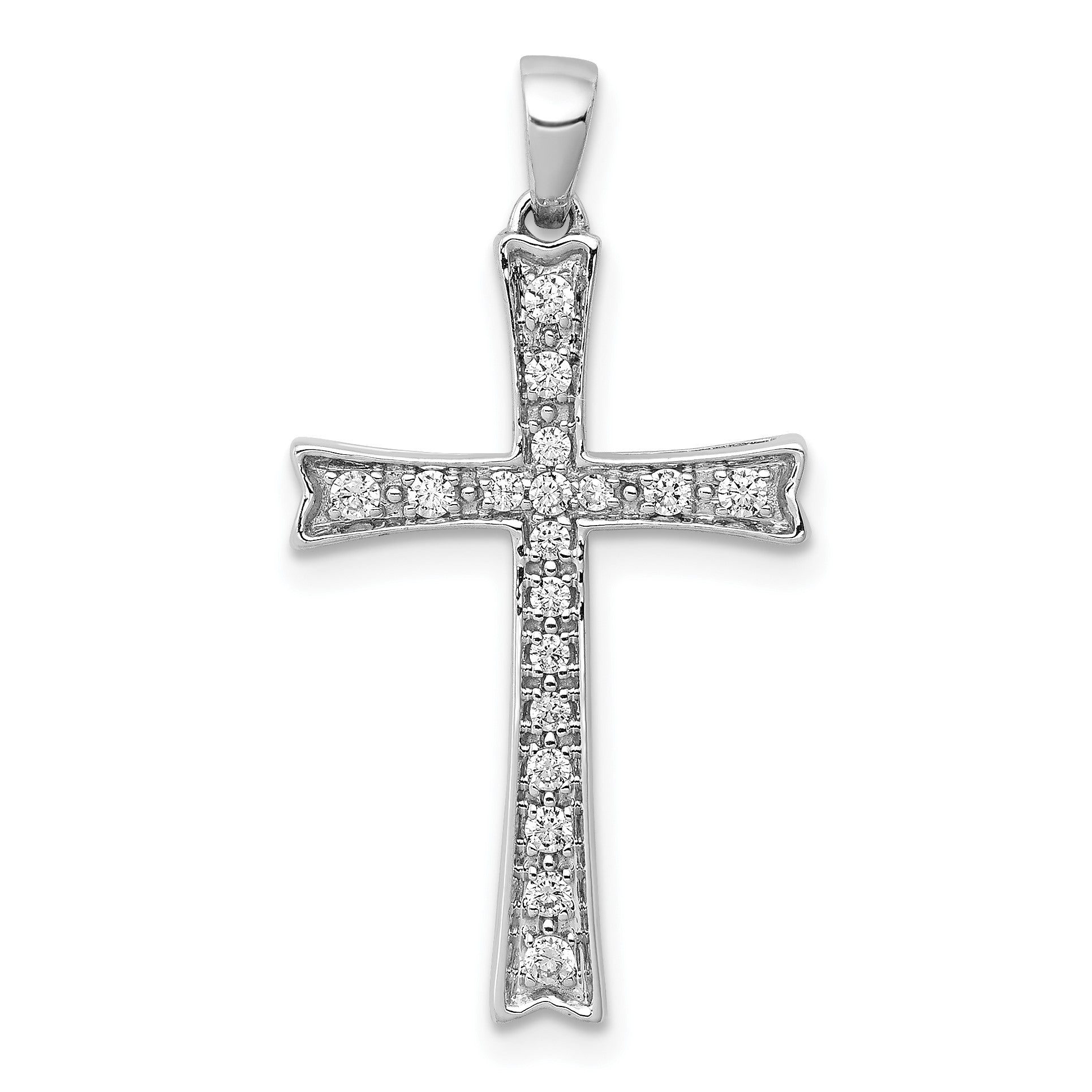 14k White Gold 1/5 carat Diamond Cross Pendant