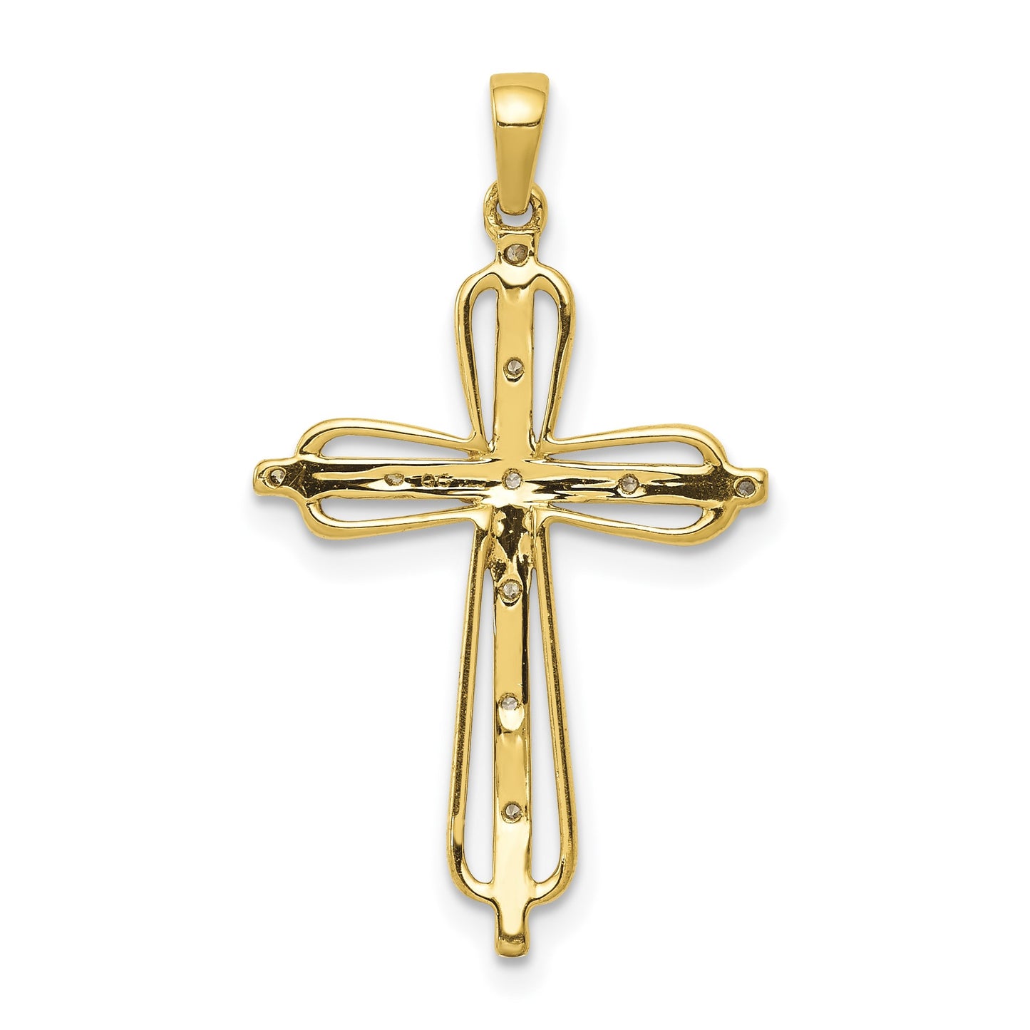 14k and White Rhodium .03 carat Diamond Cross Pendant