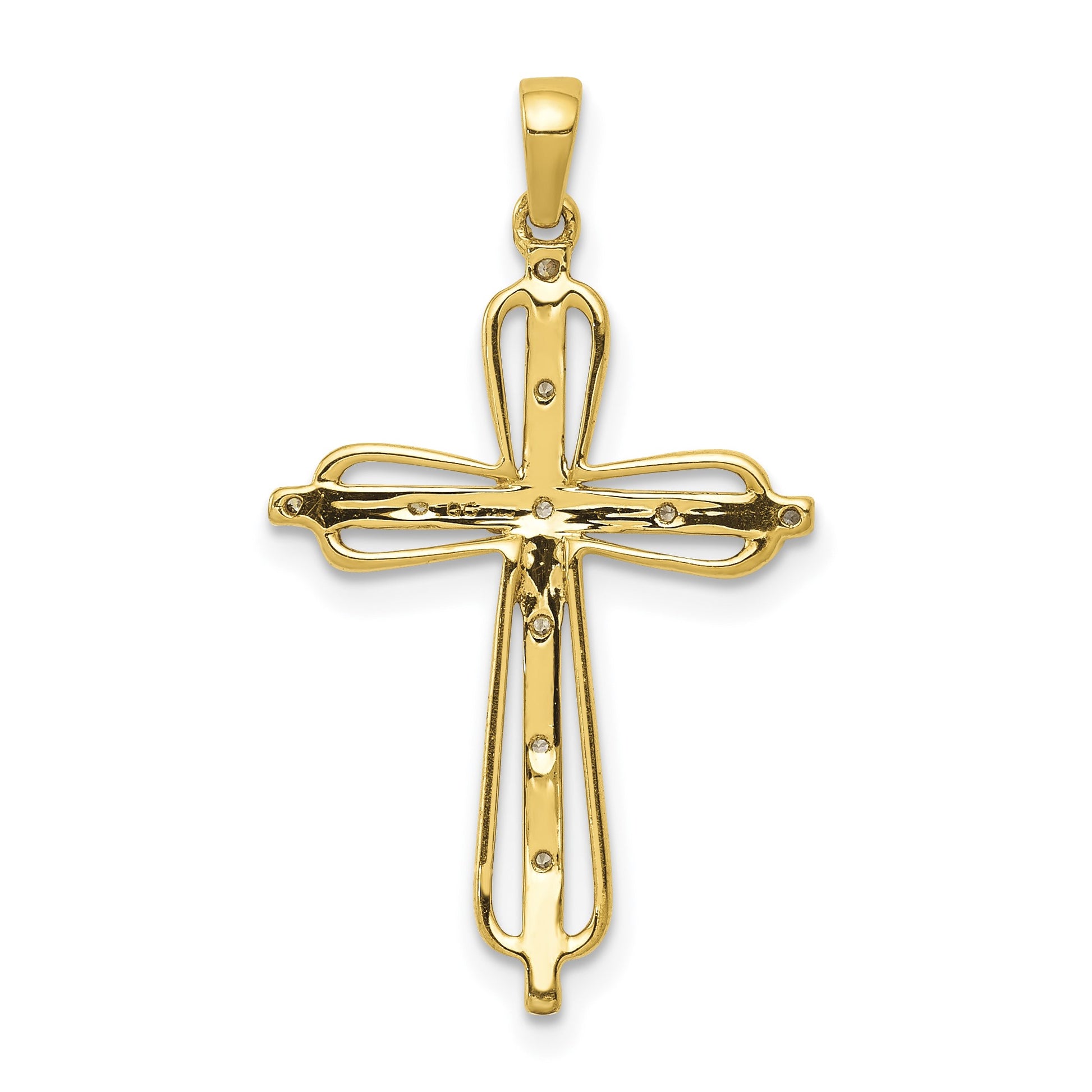 14k and White Rhodium .03 carat Diamond Cross Pendant